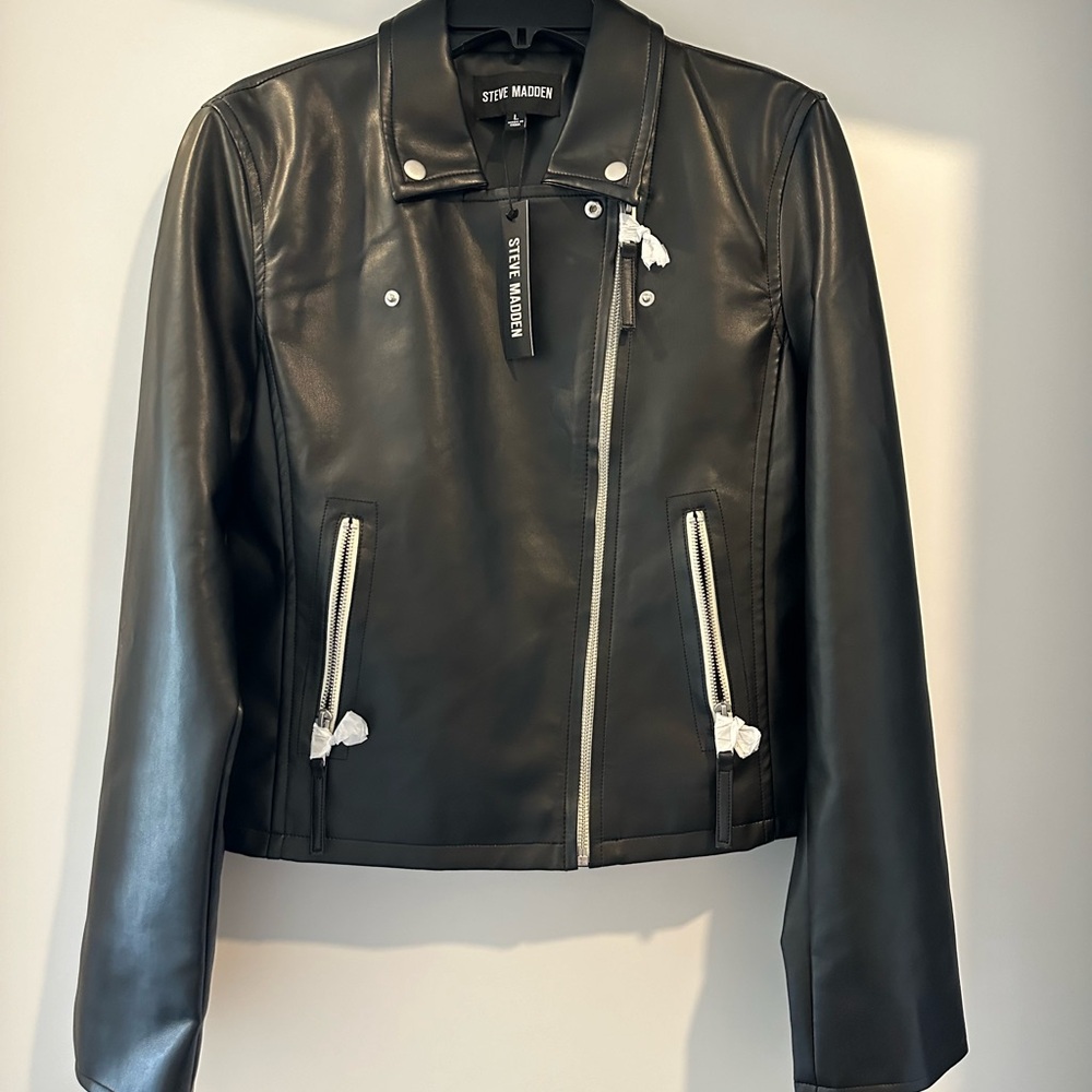 Steve Madden Sleek Black Leather Jacket